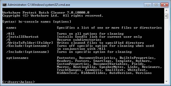 MANAGING CONTENT RISK IN DOCUMENTS Batch Cleaning Using a Command Line Batch cleaning can be performed using the command line. To batch clean using the command line: 1.