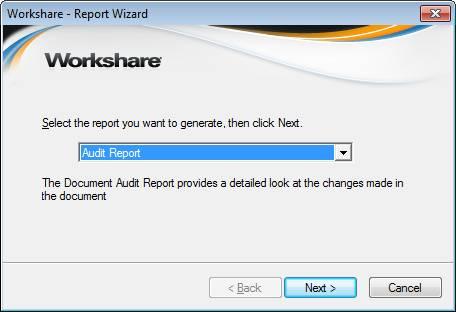CREATING REPORTS The Report Wizard The Report Wizard is accessible from the Workshare tab or Workshare menu. It provides a quick and easy process to produce the different reports.