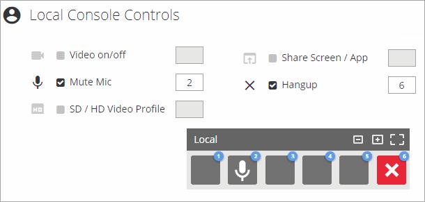 Configuring Five9 Video Engagement Creating Use Cases 1 In the Local Console Controls section, click the selection box beside the desired feature.