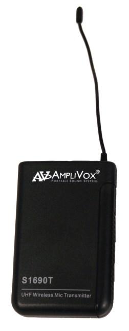 WIRELESS BODYPACK TRANSMITTER OPTIONAL MODEL S1690T The transmitter bodypack is operated by 1 - "AA" 1.5 Volt alkaline battery. Slide off battery cover (A) and install battery as shown.