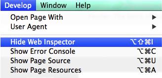 Apple Safari Description: Use Apple Safari s built in Show Web Inspector tool.