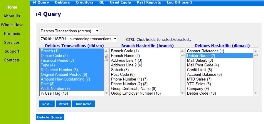 Example: both the debtors transaction [dbtran] and creditors transaction [crtran] data tables contain 2 fields the transaction s original amount and the amount currently outstanding.