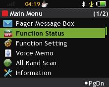 Press the K1 Key to set the voice memo as Alarm. D. Press the F2 Key to back to Voice Memo box. 2. Start a New Scan: Set scan range, band and frequency step. A. Use the Navigation Key to move.