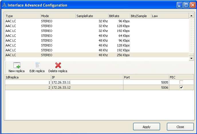 - When "DIRECT SIP" is selected you must choose an encoding profile in the window that appears