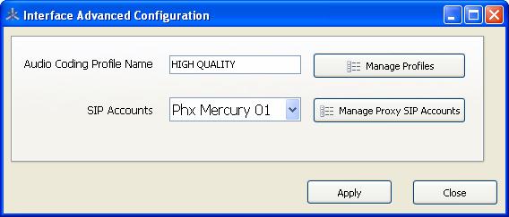 - When "PROXY SIP" is selected you must choose an encoding profile (the same way as described previously from "DIRECT SIP") and a SIP server subscription account for the calling unit (this option