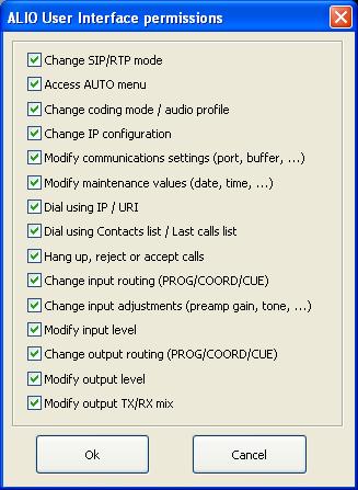 When you press "User Interface permissions", a window will appear that allows you to configure those permissions: All the permissions are active by default.