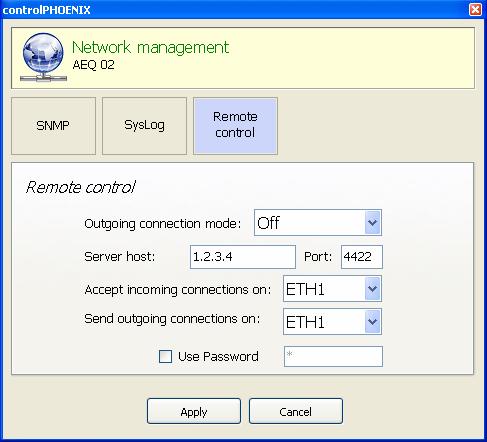 The "SysLog" tab within "Network management" allows us to enable the emission of SysLog traces as well as to define the IP of the machine where the client is installed into, and the port it is