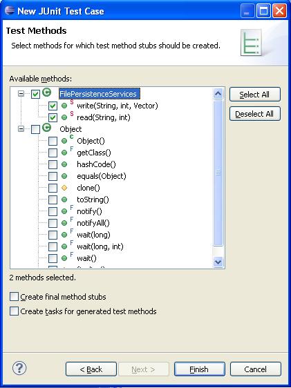 Create test case stub by using the JUnit wizard in Eclipse In the next dialog box check boxes for