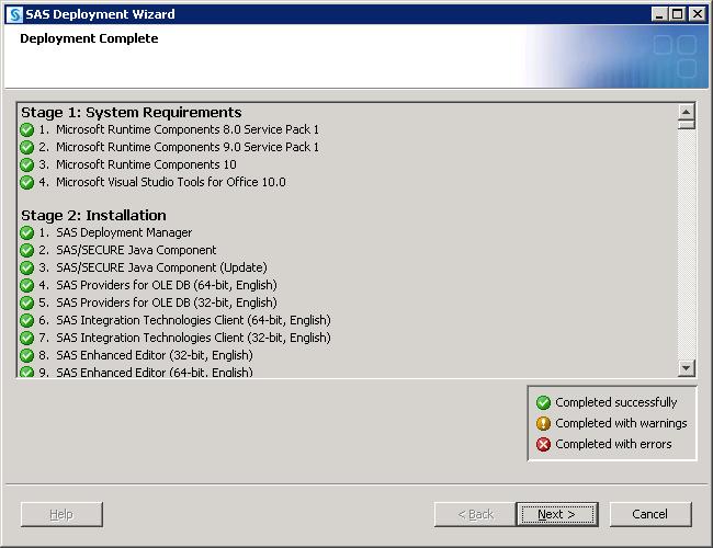 Click OK to reboot your system. The SAS Deployment Wizard should launch w hen you log back on to the machine.