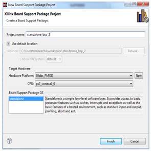 Now it is time to create a board support package (BSP). Go to "File" "New" "Board Support Package".