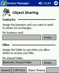 Exchange Business Cards 1. Make sure both Bluetooth devices have a business card assigned to it.