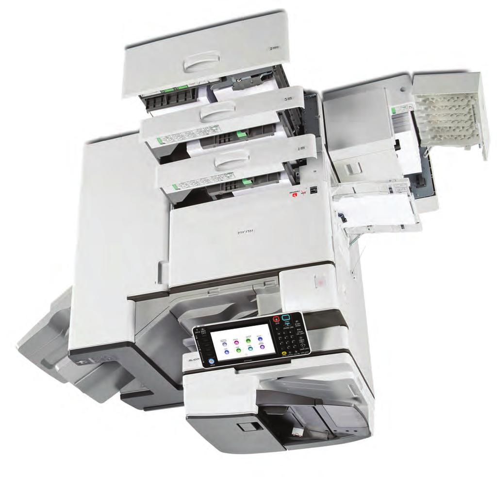 Streamline document management tasks in small offices and workgroups 2 1 7 6 4 3 5 Ricoh MP 4054SP shown with optional BN3110 One-Bin Tray, PB3230 Tandem Paper Feed Unit, RT3030 1,500-Sheet Side