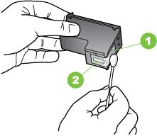 To clean the print cartridge contacts 1. Turn on the device and open the print cartridge door. The print carriage moves to the far right side of the device. 2.