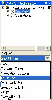 the name from Page1 (don t remove the forward slash) to the name of your choice (i.e. /emp). JSP components. In the Data Control Palette, select the view object (i.e. EmpView).