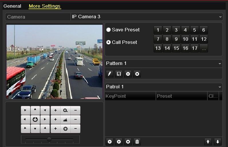 4.2.2 Calling Presets Purpose: This feature enables the camera to point to a specified position such as a window when an event takes place. Call preset in the PTZ setting interface: Steps: 1.