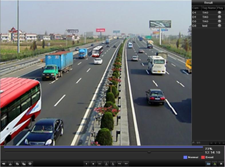 Figure 6. 28 Interface of Playback by Tag with Video List Figure 6. 29 Toolbar of Playback by Tag Table 6.