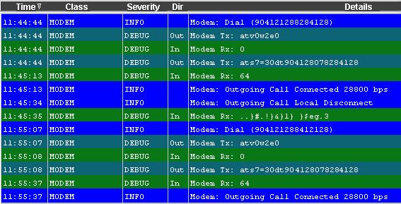 5: Modem monitoring and diagnostics Figure 19: The trace analyzer window 5.5 Modem events list The following table lists common modem events.