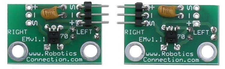 Example Wheel Encoders These modules provide +5V output when they "see" white, and a