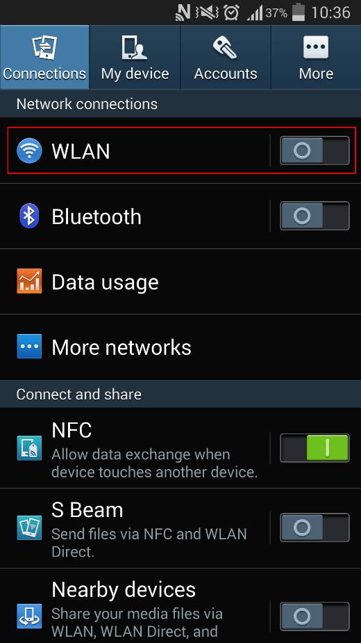 WLAN, and select your