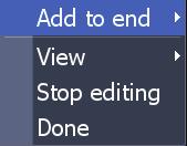 To finalize changes on the Edit or New Route menus, press MENU, highlight Stop editing and press ENTER. Select Done and press ENTER.