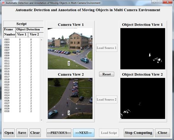 3 Experiments and Discussion To validate the DALES tool, we have applied our system on the standard dataset (PETS, 2001) consisting of video-surveillance dynamic scene recorded by two PTZ cameras.