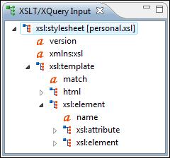 Editing Documents 143 Figure 90: XSLT Input View For example, for the following XML document: <personnel> <person id="big.