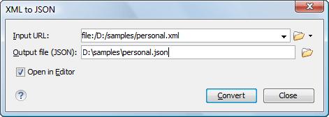 Convert XML to JSON Editing Documents 166 The steps for converting an XML document to JSON are the following: 1. Go to menu XML Tools > XML to JSON... The XML to JSON dialog is displayed: 2.