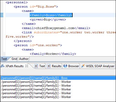 Querying Documents 216 Figure 135: XPath results highlighted in editor panel with character