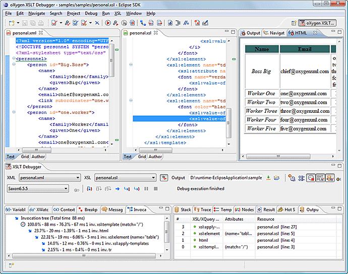 Debugging XSLT Stylesheets and XQuery Documents 229 Figure 145: Debugger Mode Interface XML documents and XSL stylesheets or XQuery documents that were opened in the Editor perspective are