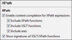 XSL The XSL preferences panel defines what elements are suggested by the content completion assistant of the XSL editor in addition to the XSL elements.
