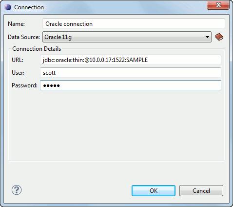Configuring the Application 363 Figure 215: The Connection Dialog Name - The name of the new connection that will be used in transformation scenarios and validation scenarios.