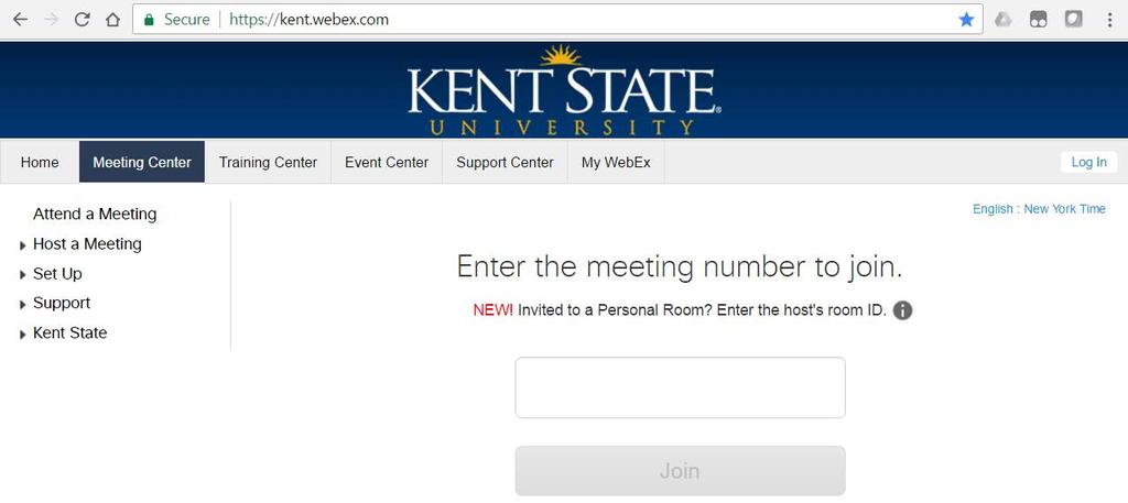 Accessing KSU WebEx WebEx at Kent State University can be accessed from a web browser using the