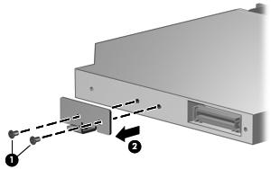 7. Remove the optical drive bracket (2).