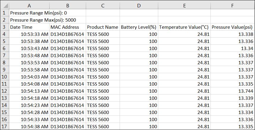 5. When Data Log is enabled and the interval set,, all data will be saved in the folder (default: \\TESS\\data\\) as a *.dat file which can be opened with MS Excel.