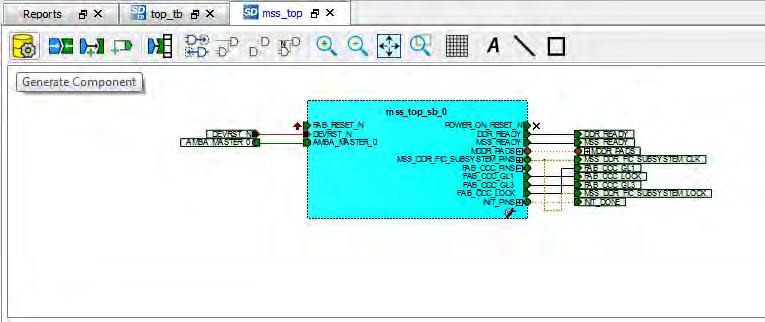 7. Click Generate Component from the SmartDesign toolbar to generate the MSS, as