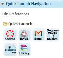 QuickLaunch Navigation Accessing Your Massasoit Email Account QuickLaunch Navigation is a great feature for students to access frequently used tools quickly.