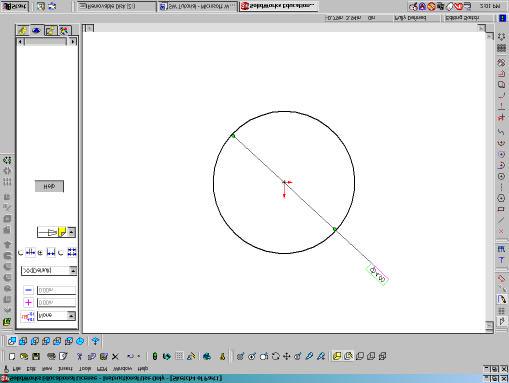 3. Dimension the circle. a. Select the Dimension icon from the Sketch toolbar. b. Click on the circumference of the circle.