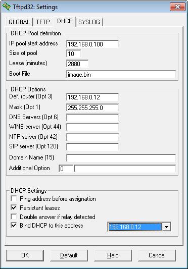 7. Click on the DHCP tab to enter the DHCP settings (refer to Figure 4). a. Enter an IP pool start address.