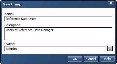 For the example that is described in the Prerequisites section, you could start by creating the group Reference Data Users.