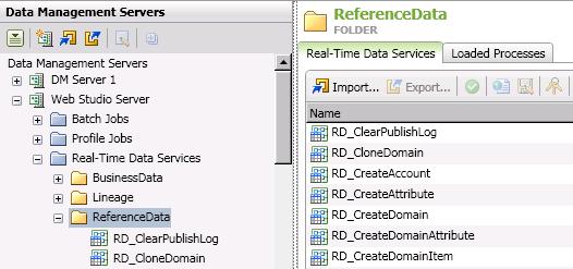 1. Click the Data Management Servers riser in Data Management Studio. 2. In the server tree on the left, select the Web Studio Server. 3.