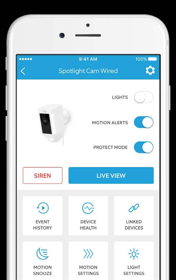 After setup, select your Spotlight Cam in the Ring app This will bring you to