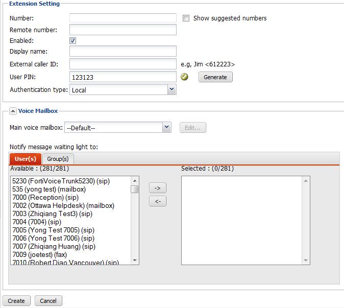 Figure 45: Adding a remote extension GUI field Extension Setting Number Show suggested numbers Remote number Enabled Display name Enter the local extension number from which calls are transferred to