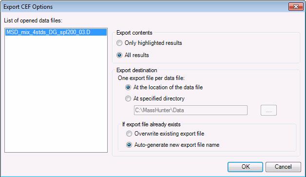 3 Use workflows, export nd print Tsk 19. Export CEF file Tsk 19. Export CEF file You cn export CEF file contining compound informtion.