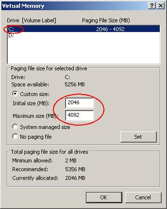 Restart the computer, then return to the Virtual Memory dialog and confirm that the Paging File Size is set for the drive that contains the Windows operating system (usually the C: drive). 4.