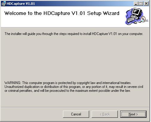 Installation of HDCapture Demo Program To install the HDCapture demo program, please follow the steps below. Step 1: Insert the driver CD. Step 2: Locate the HDCapture_x86_Vxxxx.