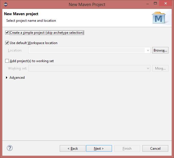 Getting Started 4. Next, the New Maven Project dialog will be displayed.