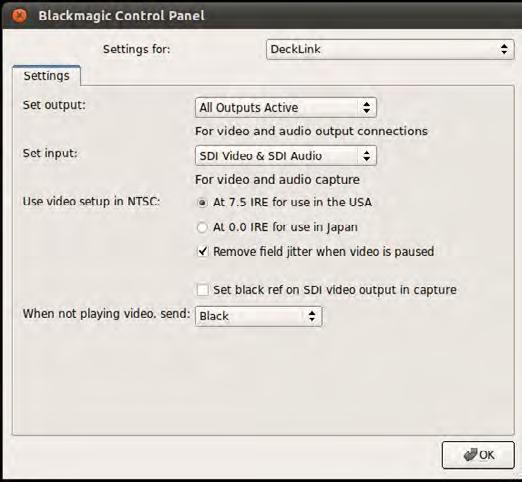 Click the Blackmagic Design Control Panel to gain access to the settings. On Linux, go to "Applications" and then "Sound and Video" to locate the Blackmagic Control Panel.