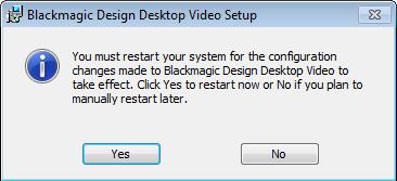 You will then receive another dialog bubble saying your new hardware is ready for use. Desktop Video Setup Wizard Click Yes. Step 5. Now restart your computer to enable the new software drivers.