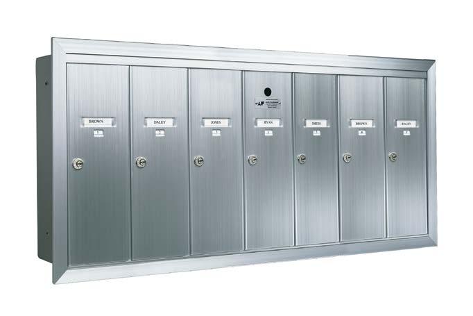 Vertical Mailboxes VERTICAL MAILBOX ALL CABINETS: 19-1/8 H 6-1/8 D 19-1/8 cabinet 125-3HA 125-4HA 125-5HA FULLY-RECESSED 6-3/4 min. wall depth 17-3/4 R.O. 6 max. 16 min.