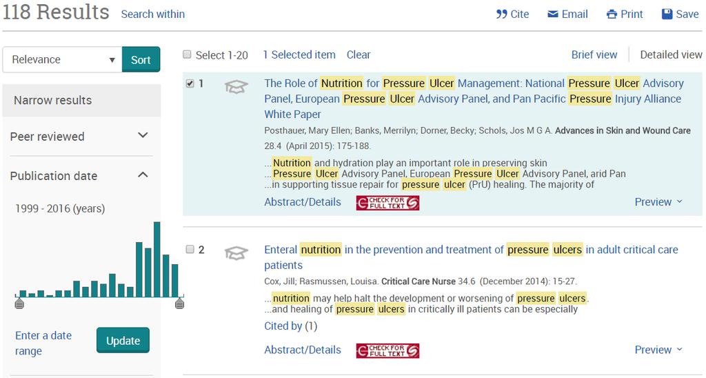 2.5 Adding references from Proquest databases (includes: British Nursing Index) 1.